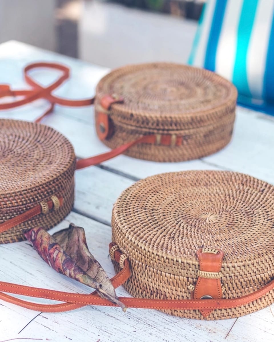 Round Rattan Crossbody