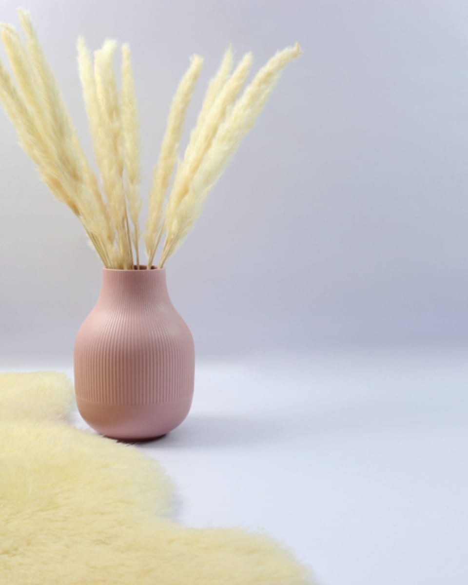 Ribbed Blush Vase